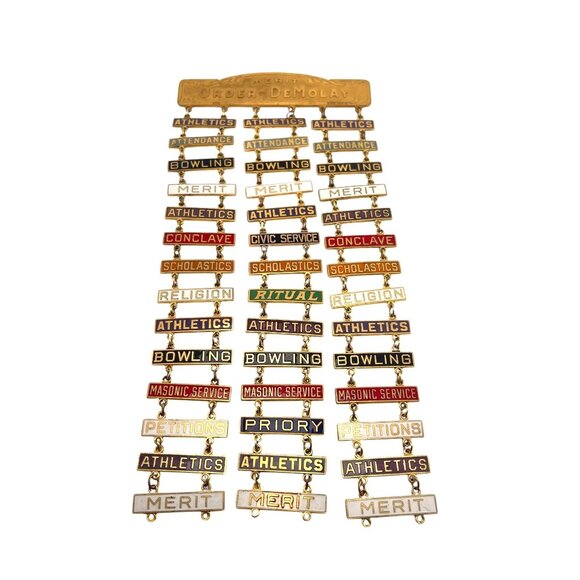 Masonic Order Of DeMolay Merit Awards & Achievement Bars Display Piece - Picture 4 of 7